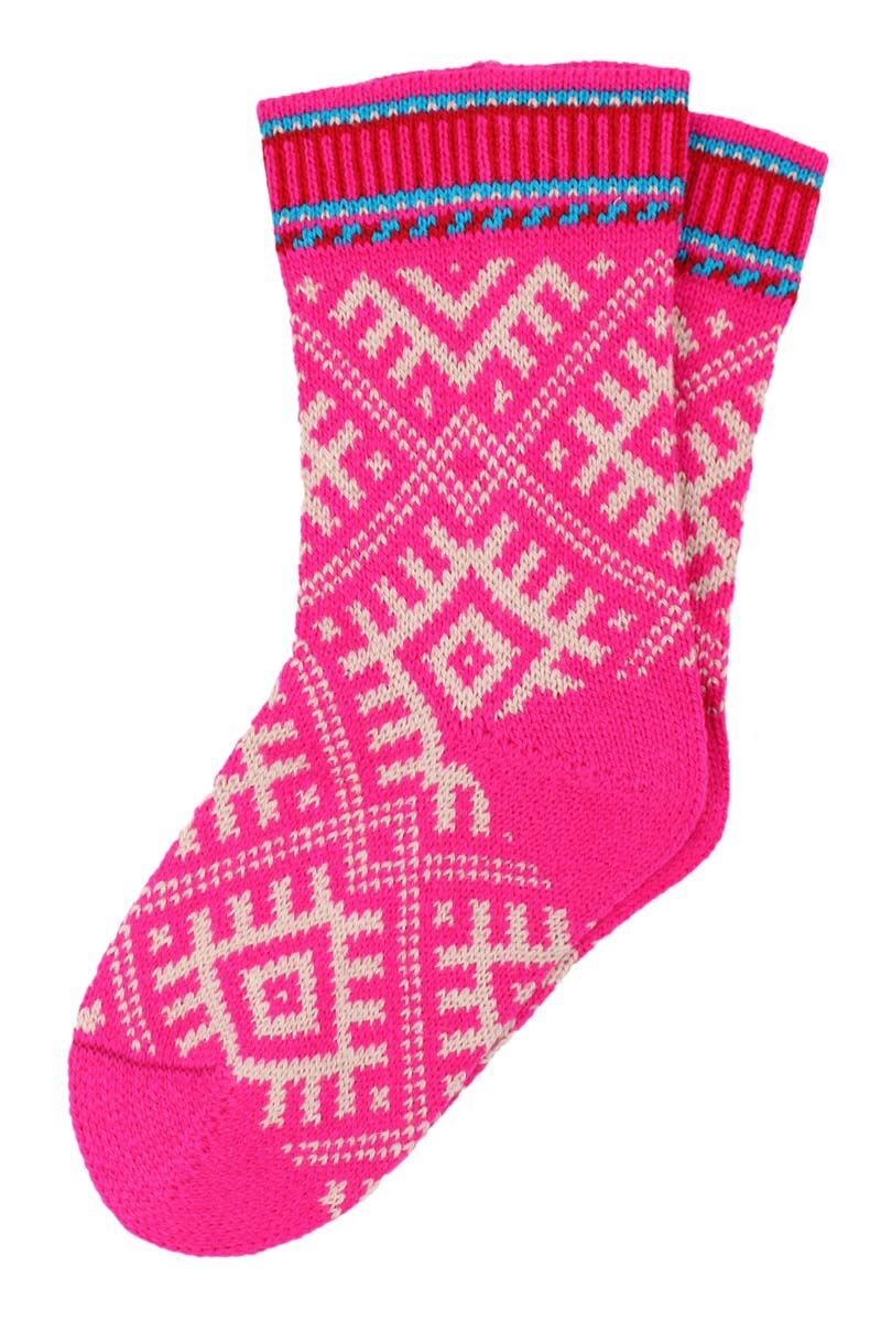 Danechalet Wool Socks Neon Pink/offwhite – Danefæ