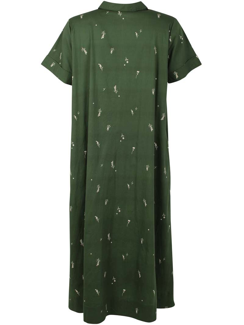 Danapril SS Poplin Dress Army/Chalk MARKBLOMST