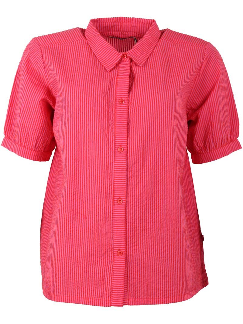 Danesyren SS Searsucker Shirt Super Pink/Bright Red