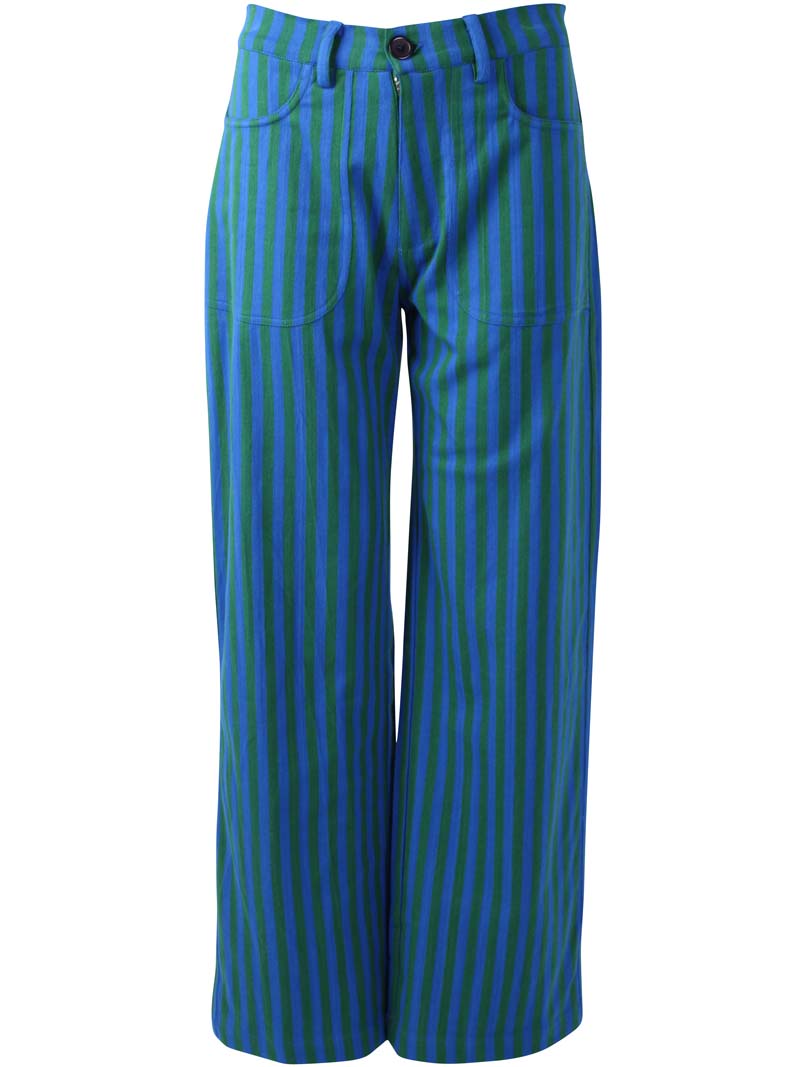 Danedaisy Light Canvas Pants Dark Pine/Deep Blue