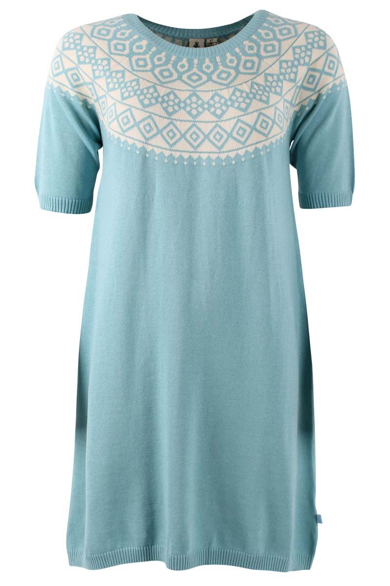 Daneblomme Cotton Knit Sweater Dress Vintage Aqua