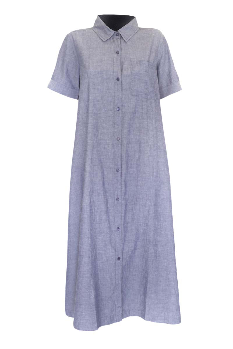 Danapril SS Chambrey Dress - Denim blue