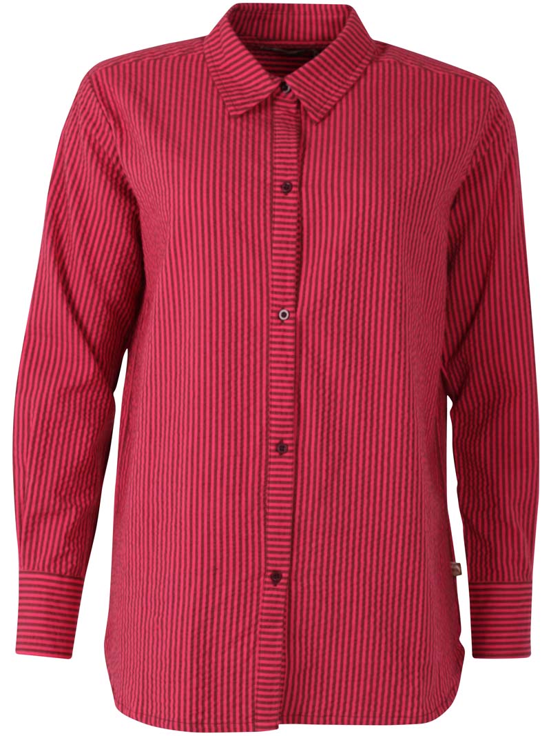 Daneclassic Seersucker Shirt Dark Bordeaux/Power Pink