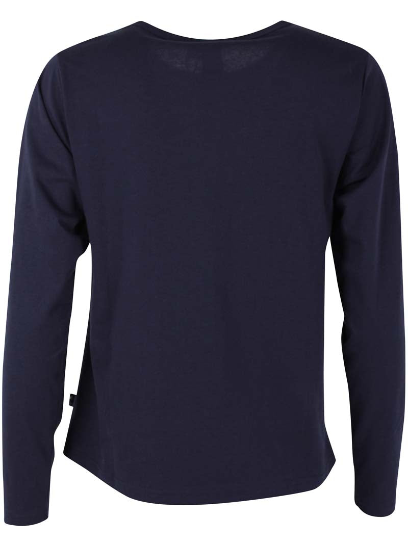 Langærmet bluse i mørk navyblå til kvinder