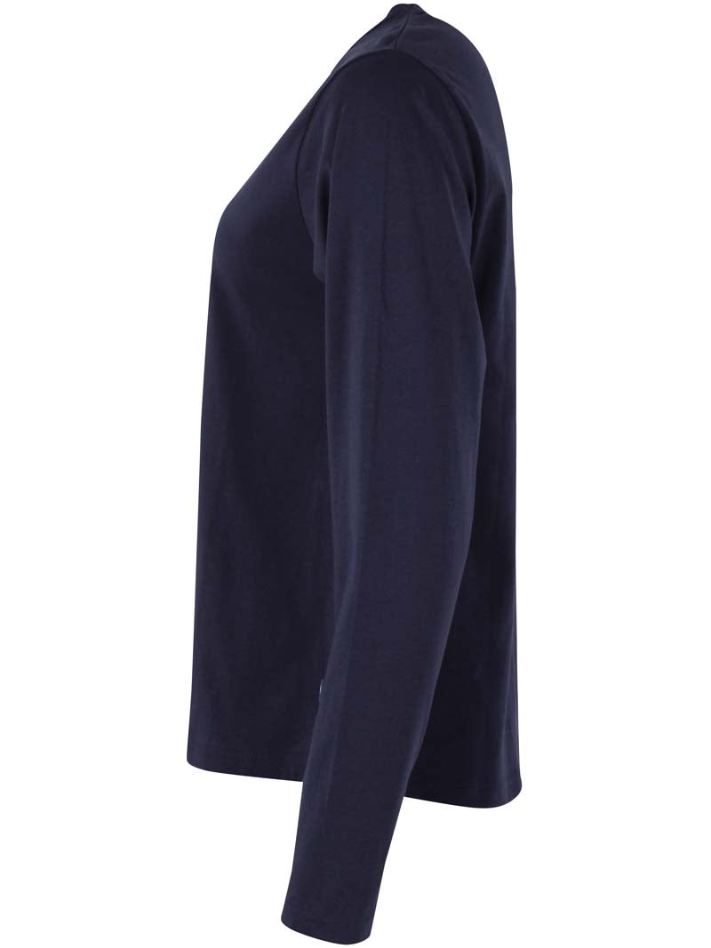 Langærmet bluse i mørk navyblå til kvinder