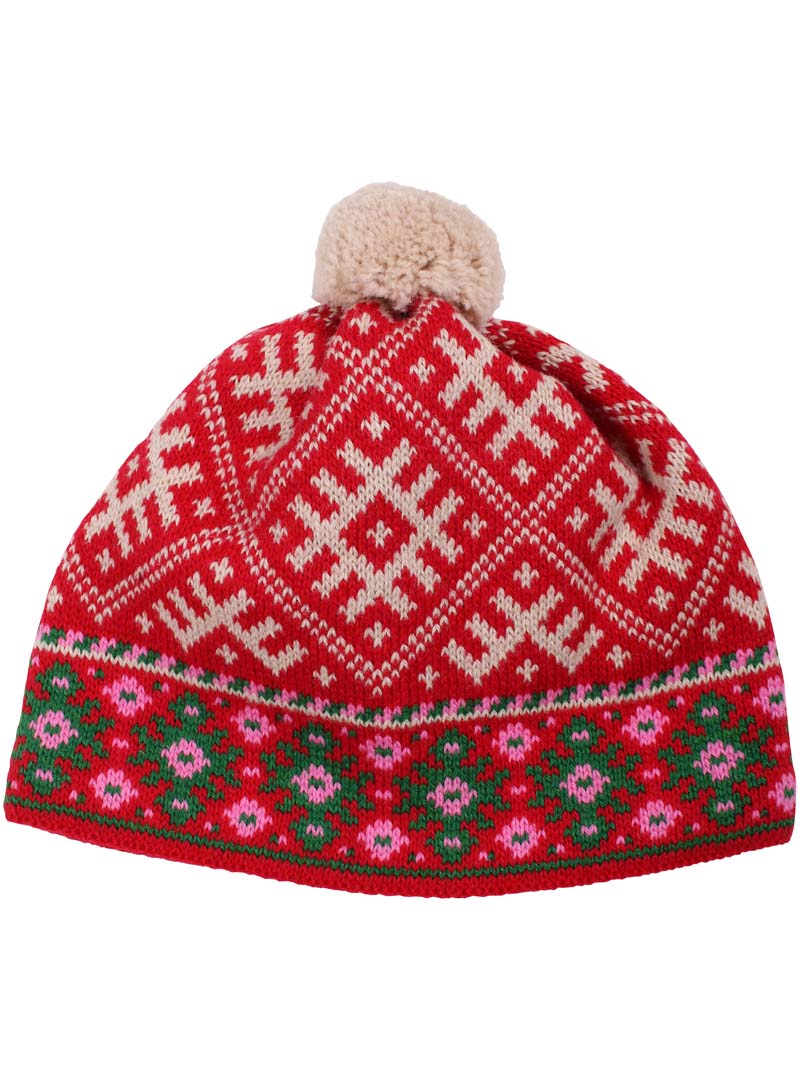 Danelsdyr Wool Beanie Red/Offwhite