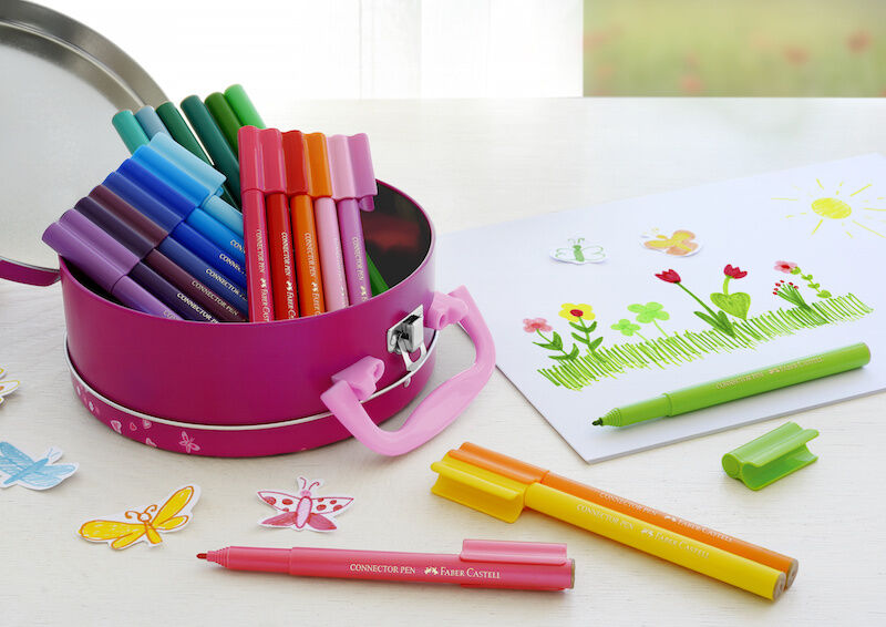 Faber Castell Tusser Connector Håndtaske ASS. Colors 33 Stk