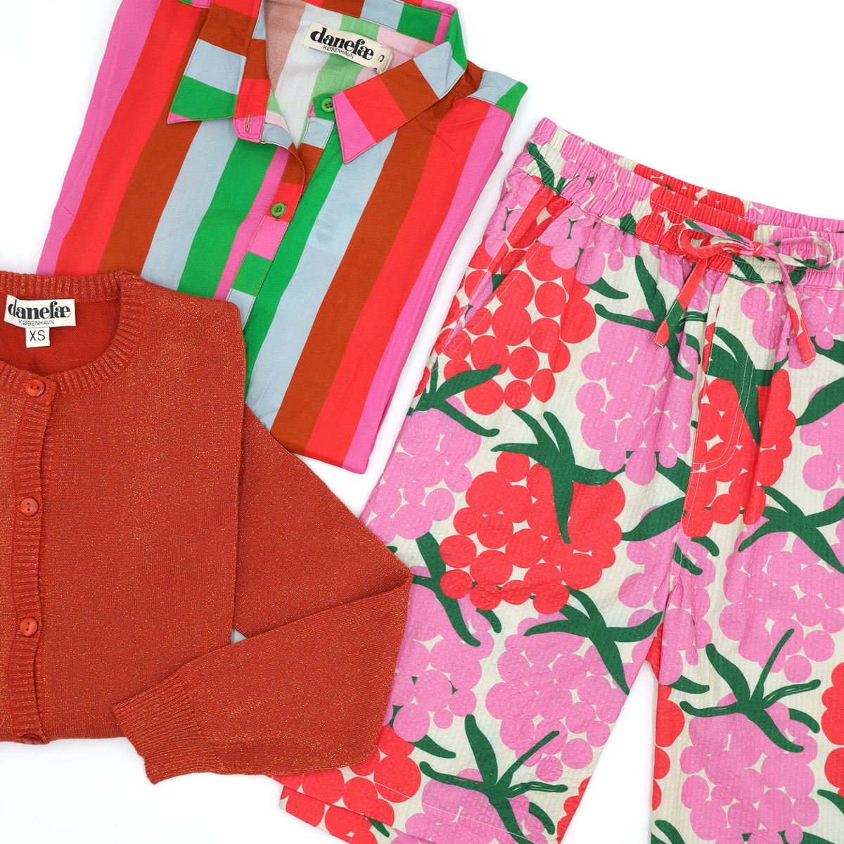 Danegames Seersucker Shorts Super Pink/Bright Red MAXIBERRY