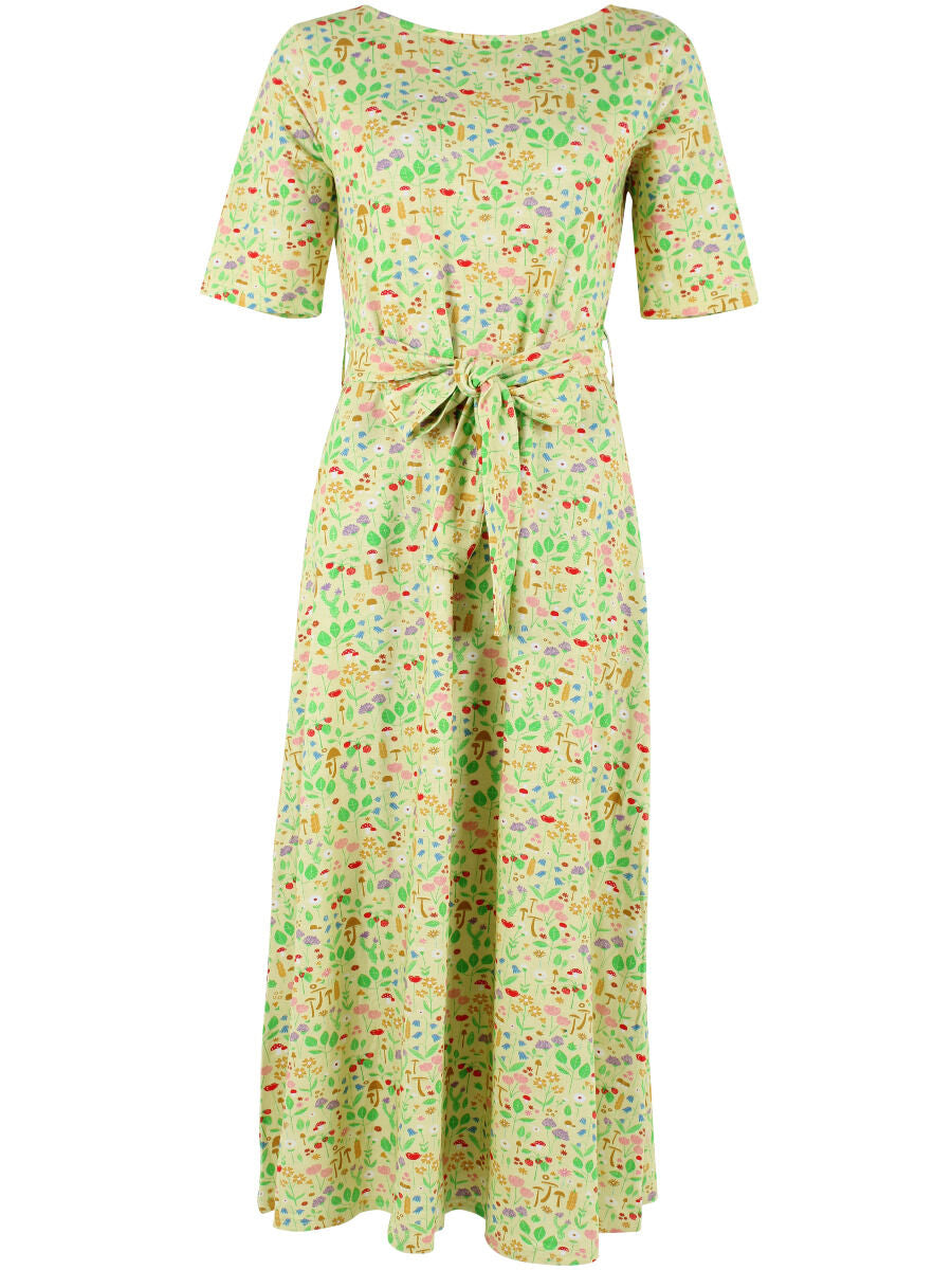 ORGANIC - Daneflora Slub Jersey Dress Pale Yellow BOTANICAL