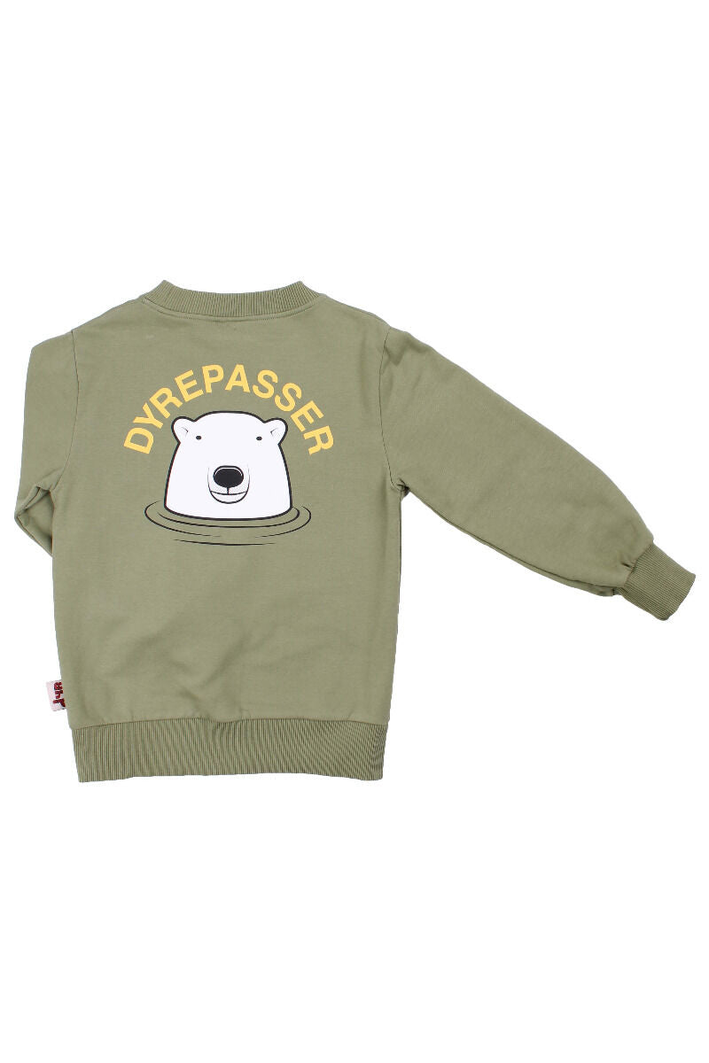 Sød dyrepasser sweatshirt til børn med print af isbjørn