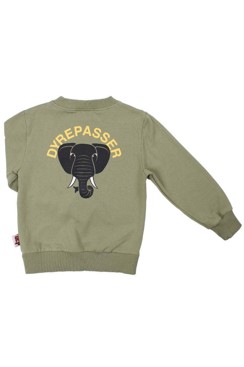 Sød dyrepasser sweatshirt til børn med print af elefant