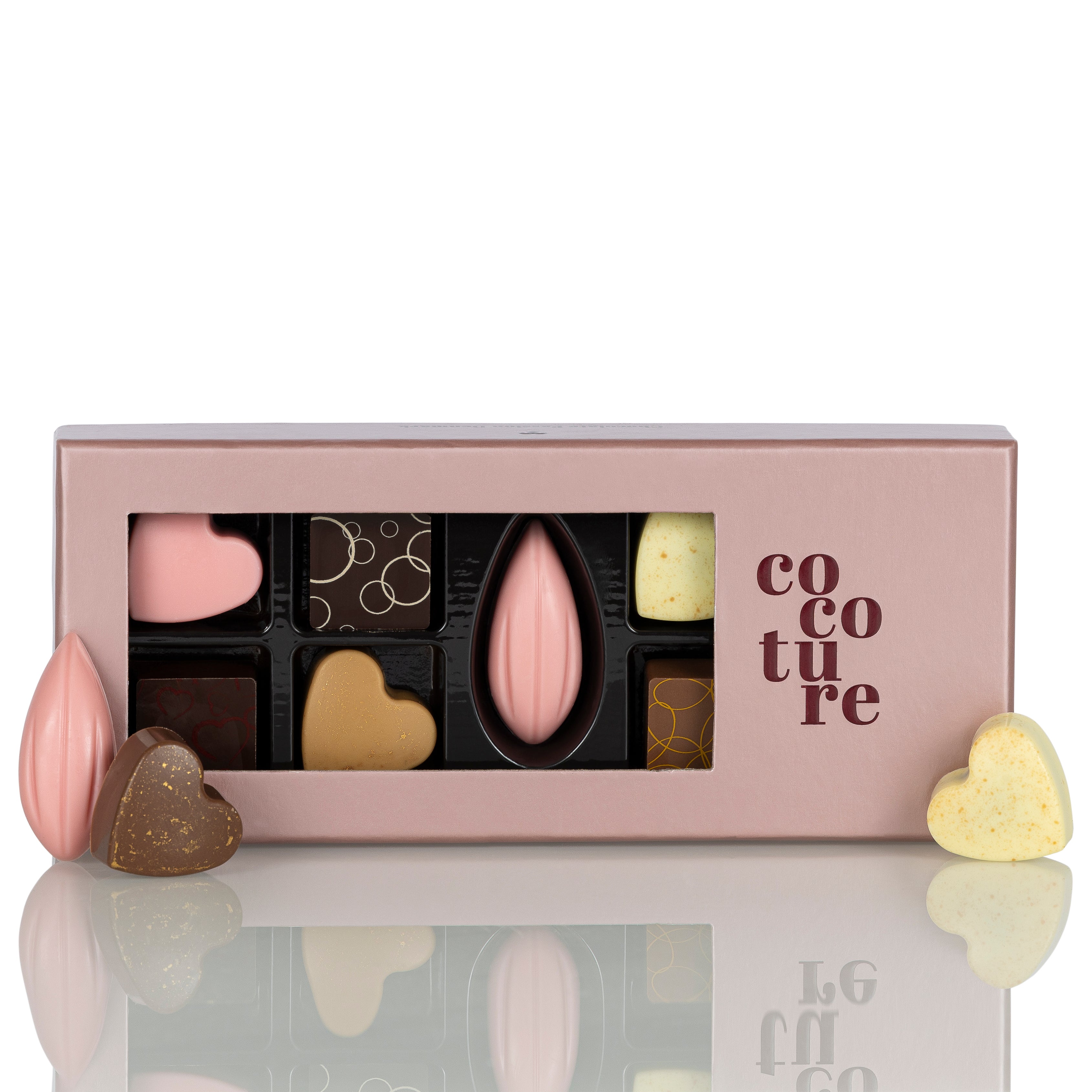 Fyldte chokolader og konfektstykker i Cocoture æske