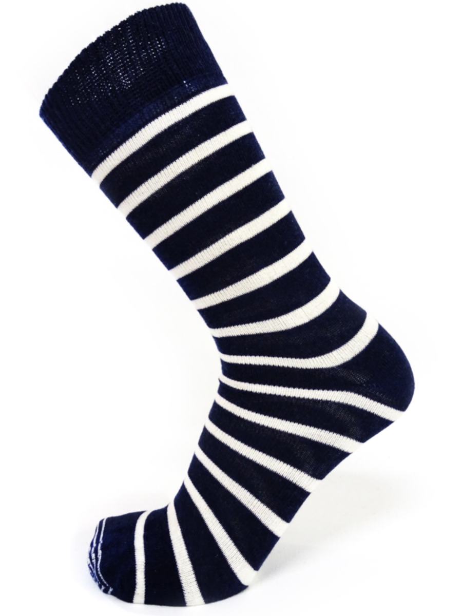 WOOLWEAR Uldsokker Dressed Navy/White stripes nr.26