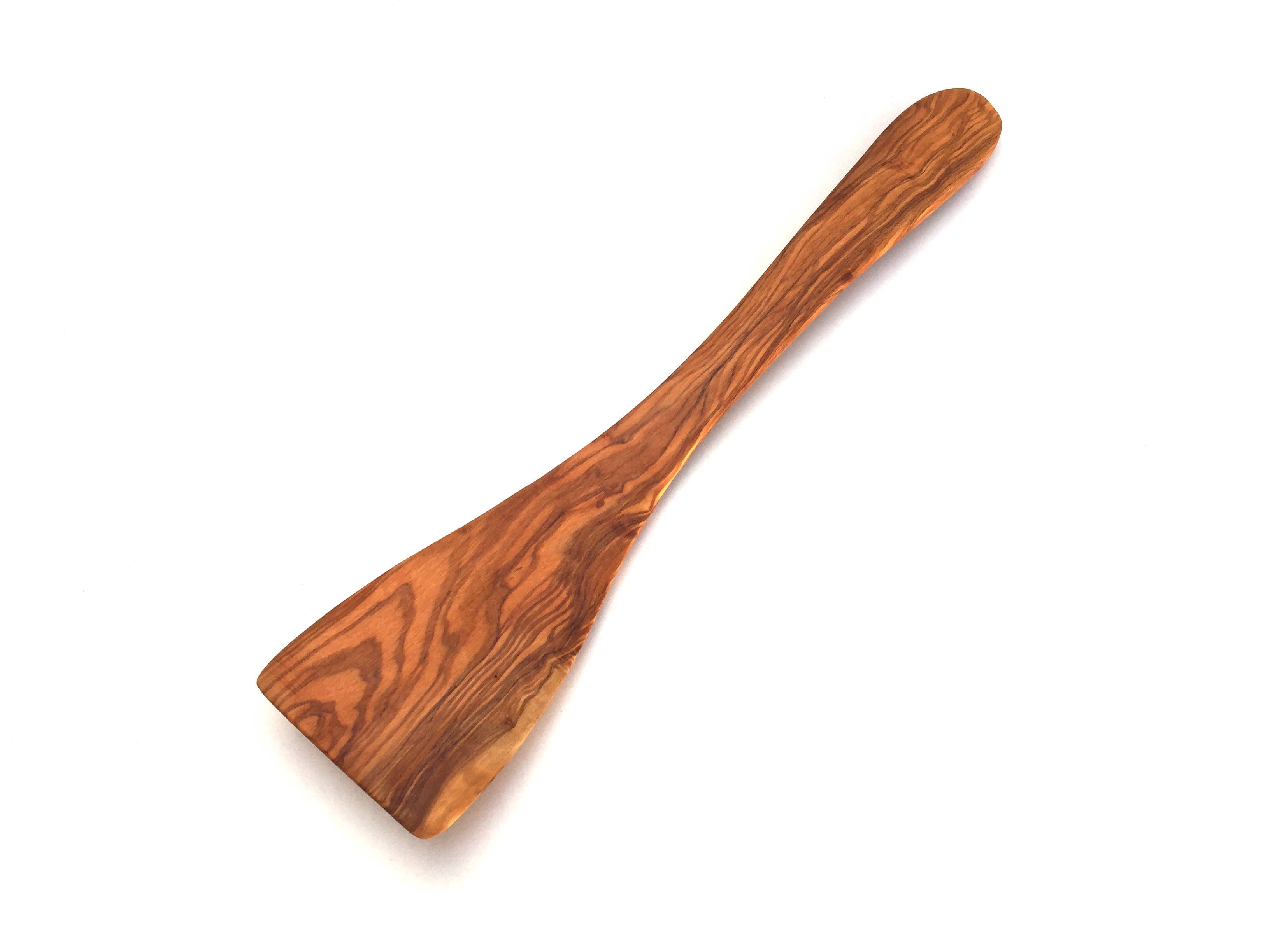 Medina Mood Olivenholz-Spachtel, gebogen, breiter Griff: 30 cm
