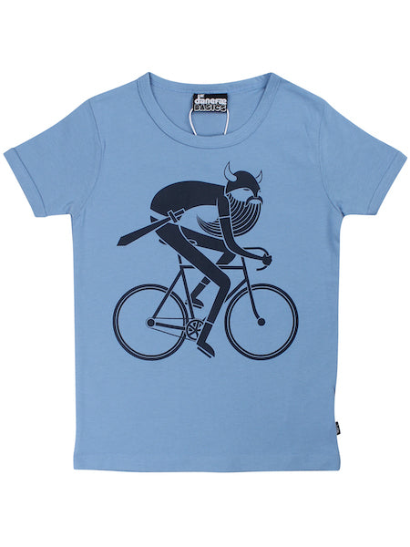 T-shirt til børn med viking på cykel