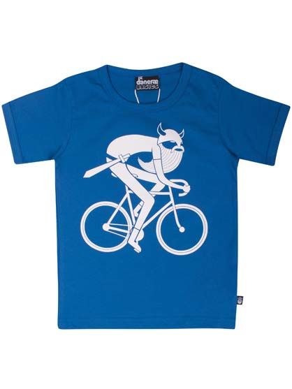 T-shirt til børn med viking på cykel