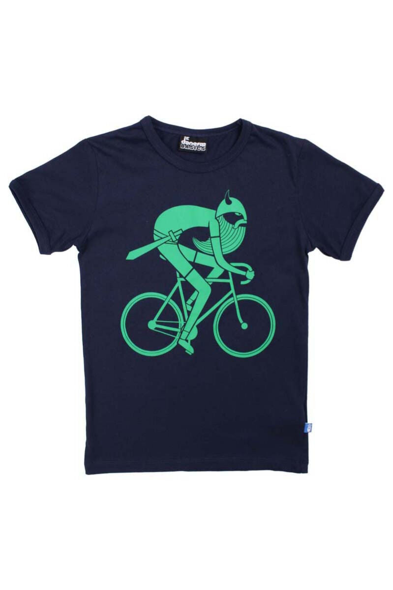 børne t-shirt med en cyklende viking
