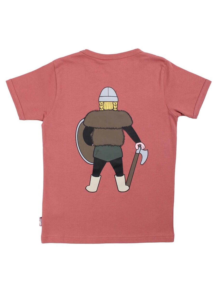 Sød rosagrå t-shirt i bomuld til børn med print af vikingen Sif
