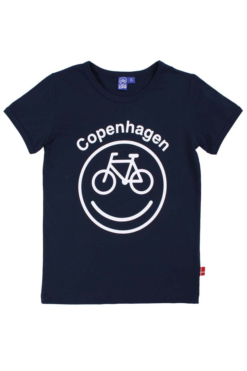 Navyblå t-shirt i bomuld til børn med print af cykel