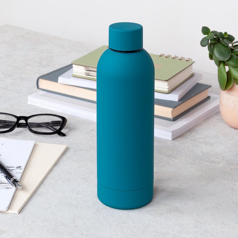 RL Rubber coated steel bottle Petrol blue