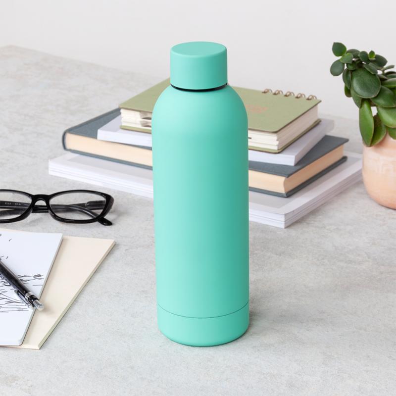 RL Rubber coated steel bottle Mint green
