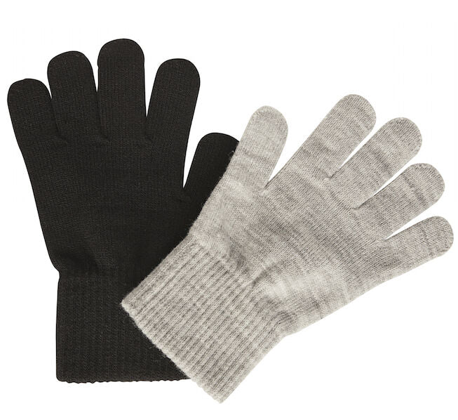 Melton 2-Pak Fingervanter Black/Grey