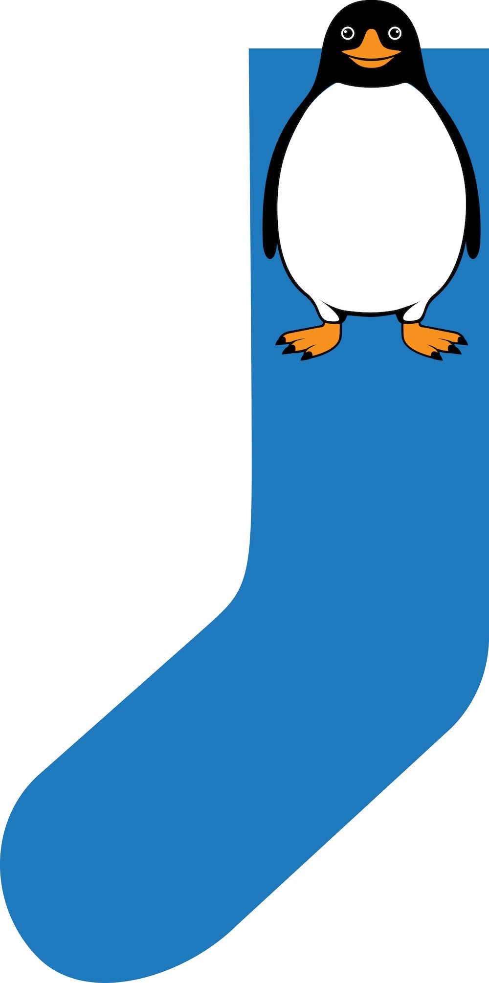 Blå sokker til børn med print af pingvin på siden