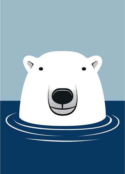 Sødt postkort med motiv af isbjørn