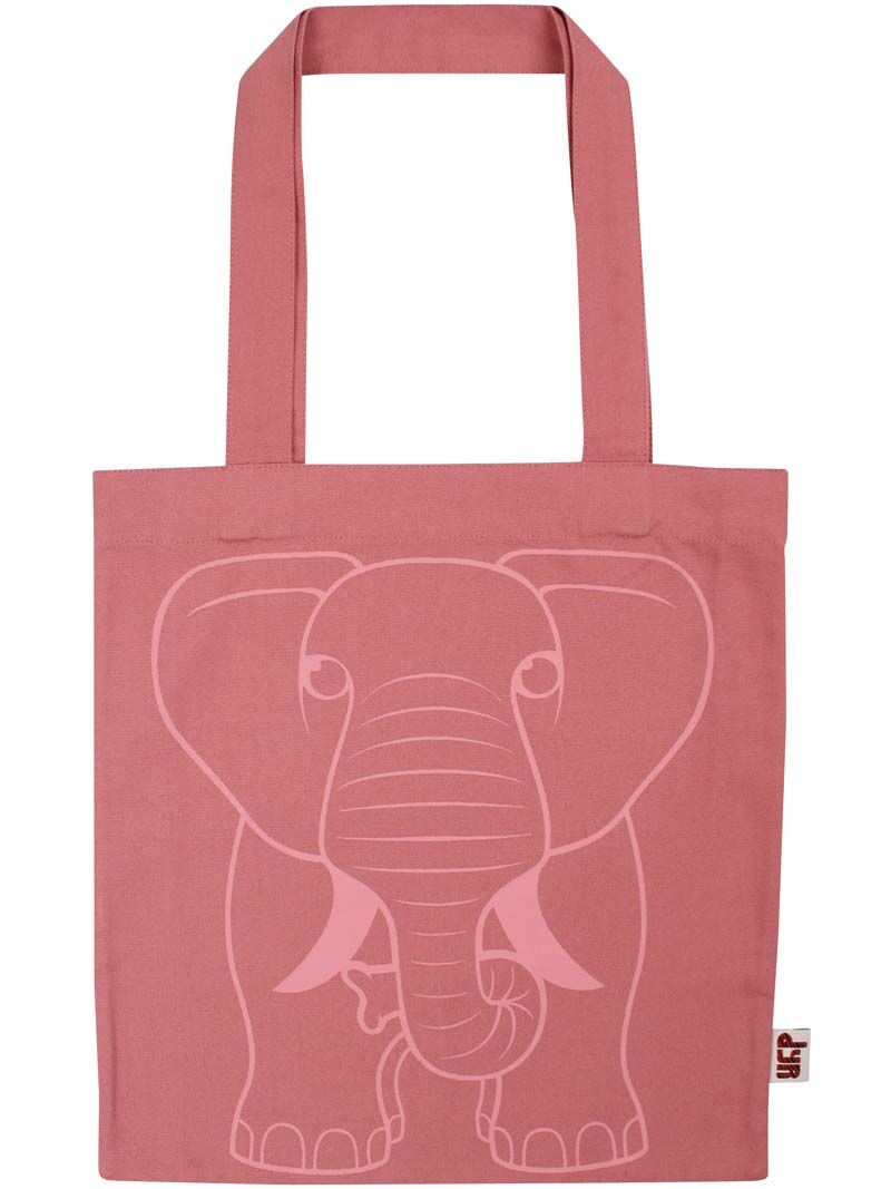 Fint lyserødt net til indkøb med print af elefant