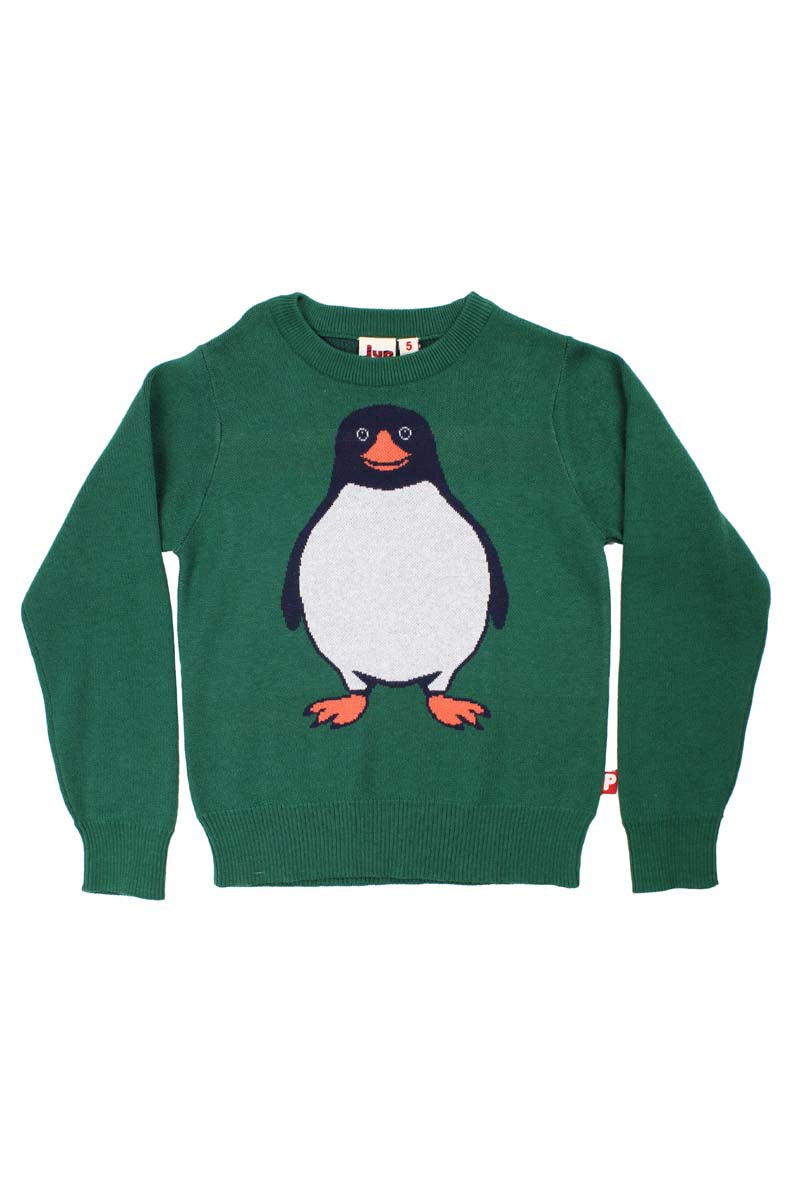 Strik bluse til børn med pingvin