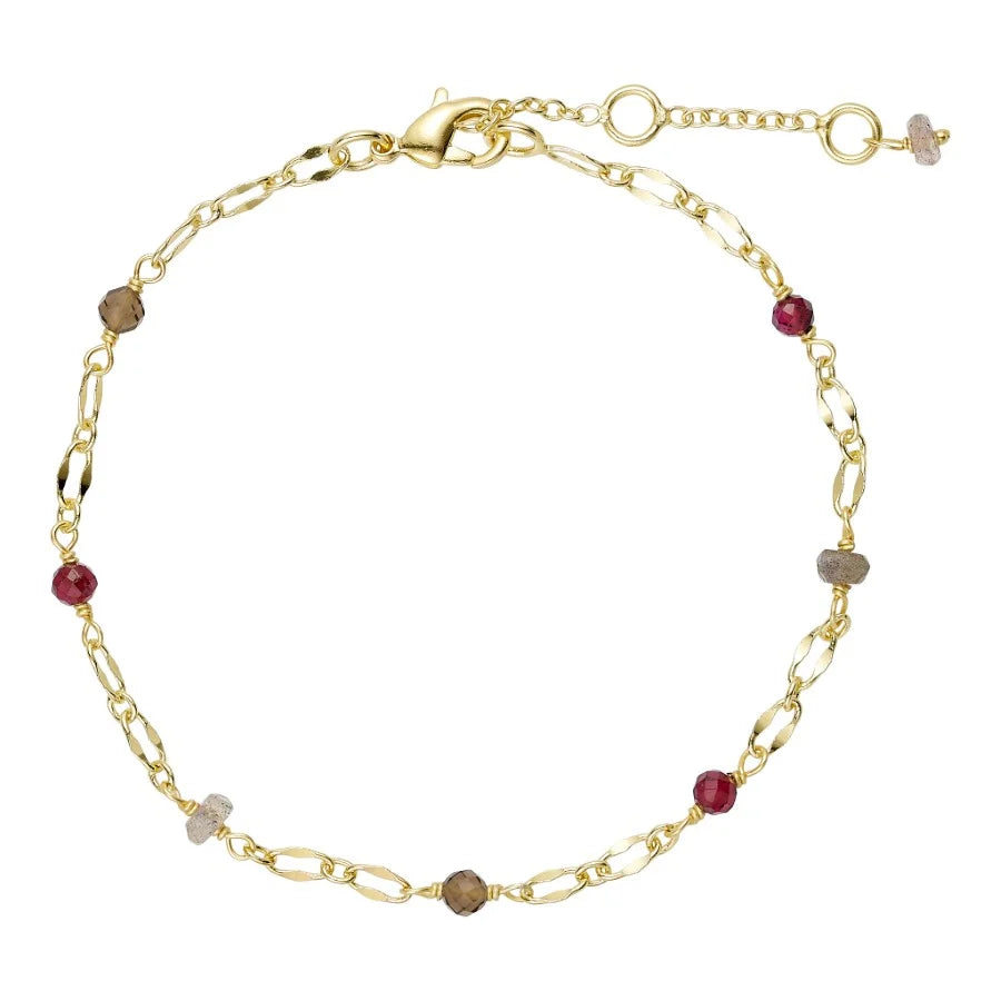 Lina Bracelet W. Gemstones/Pearls Smokey Red