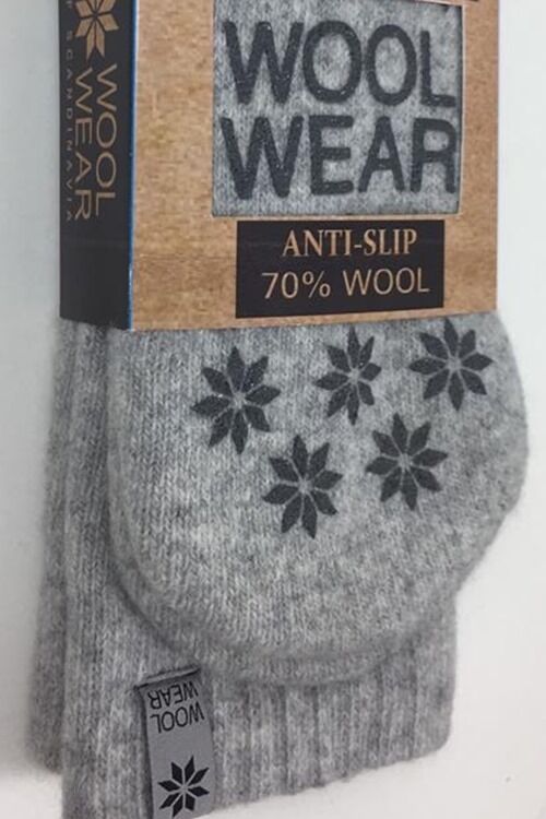 WOOLWEAR Ragsokker m/antiskrid silicone Grey/Koks nr.43D
