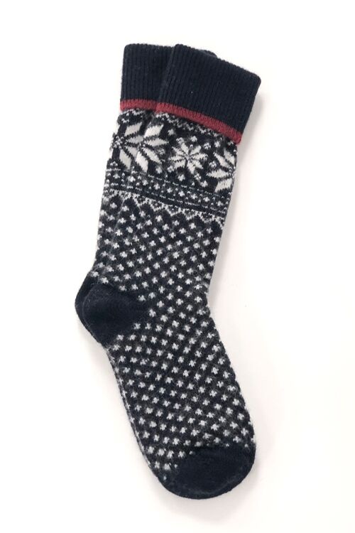WOOLWEAR Uldsokker - Lambswool Navy/bordeaux nr.47