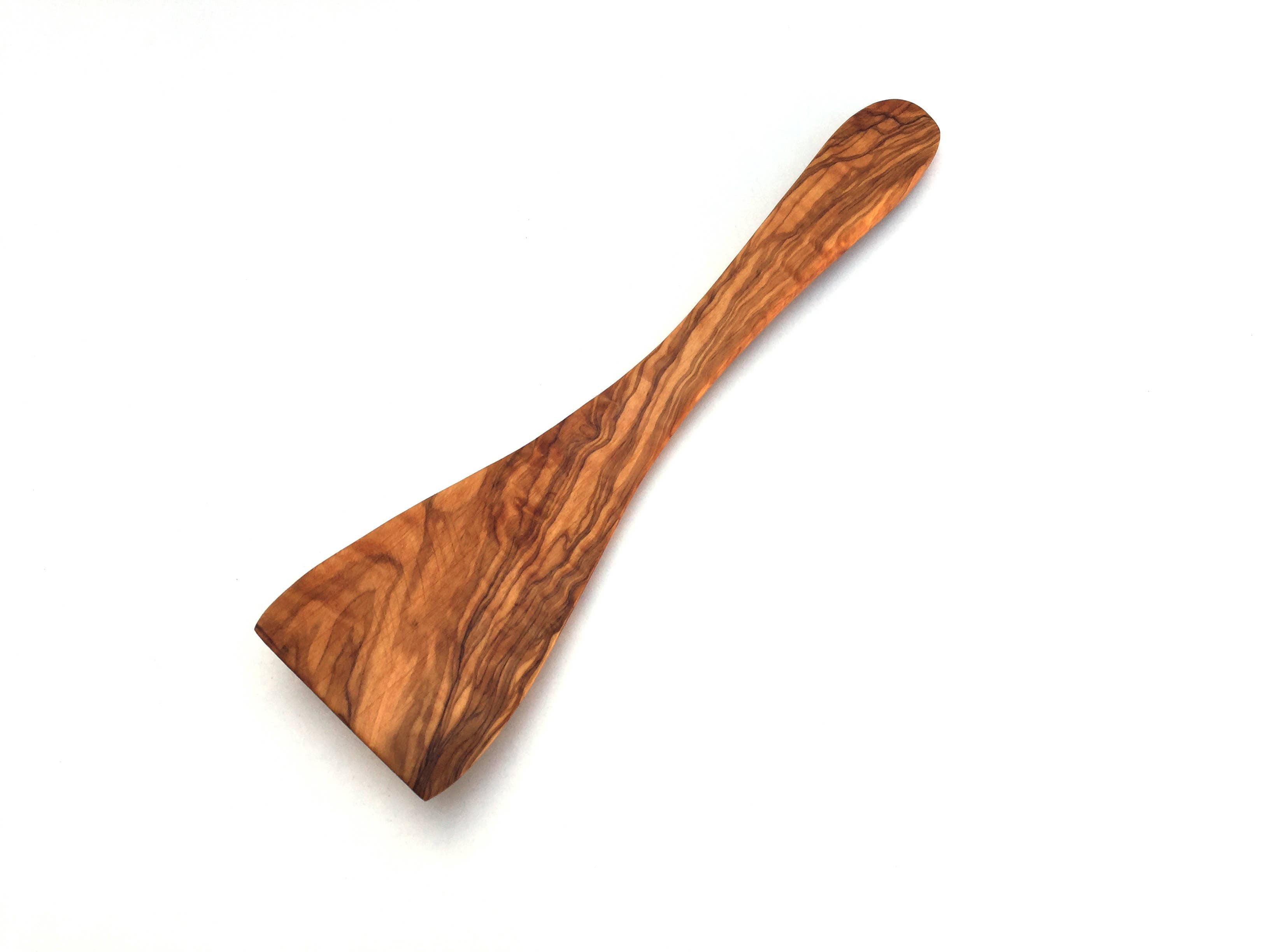 Medina Mood Olivenholz-Spachtel, gebogen, breiter Griff: 30 cm