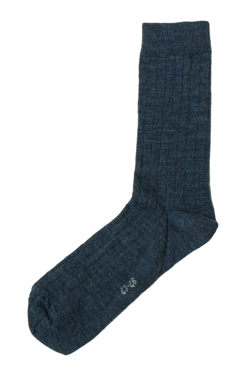 JOHA Wool Socks Thin Rib Denim