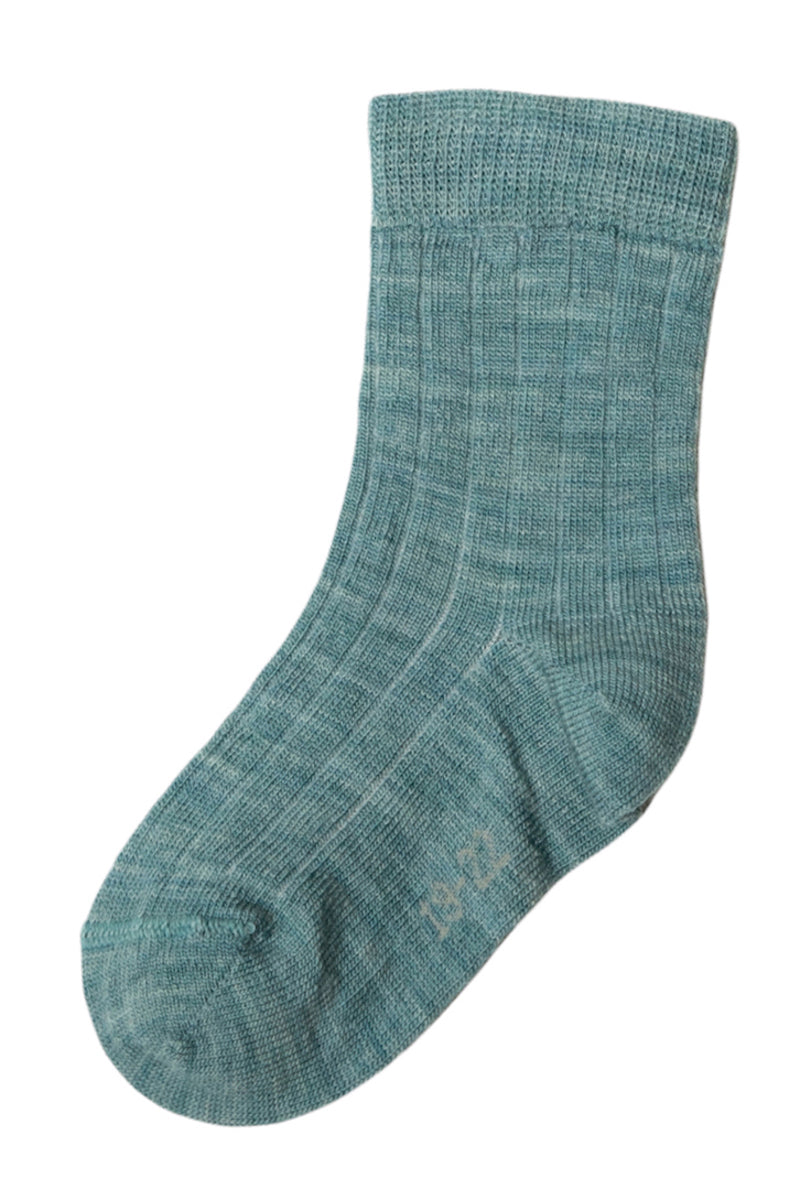 JOHA Wool Socks Thin Rib Aqua