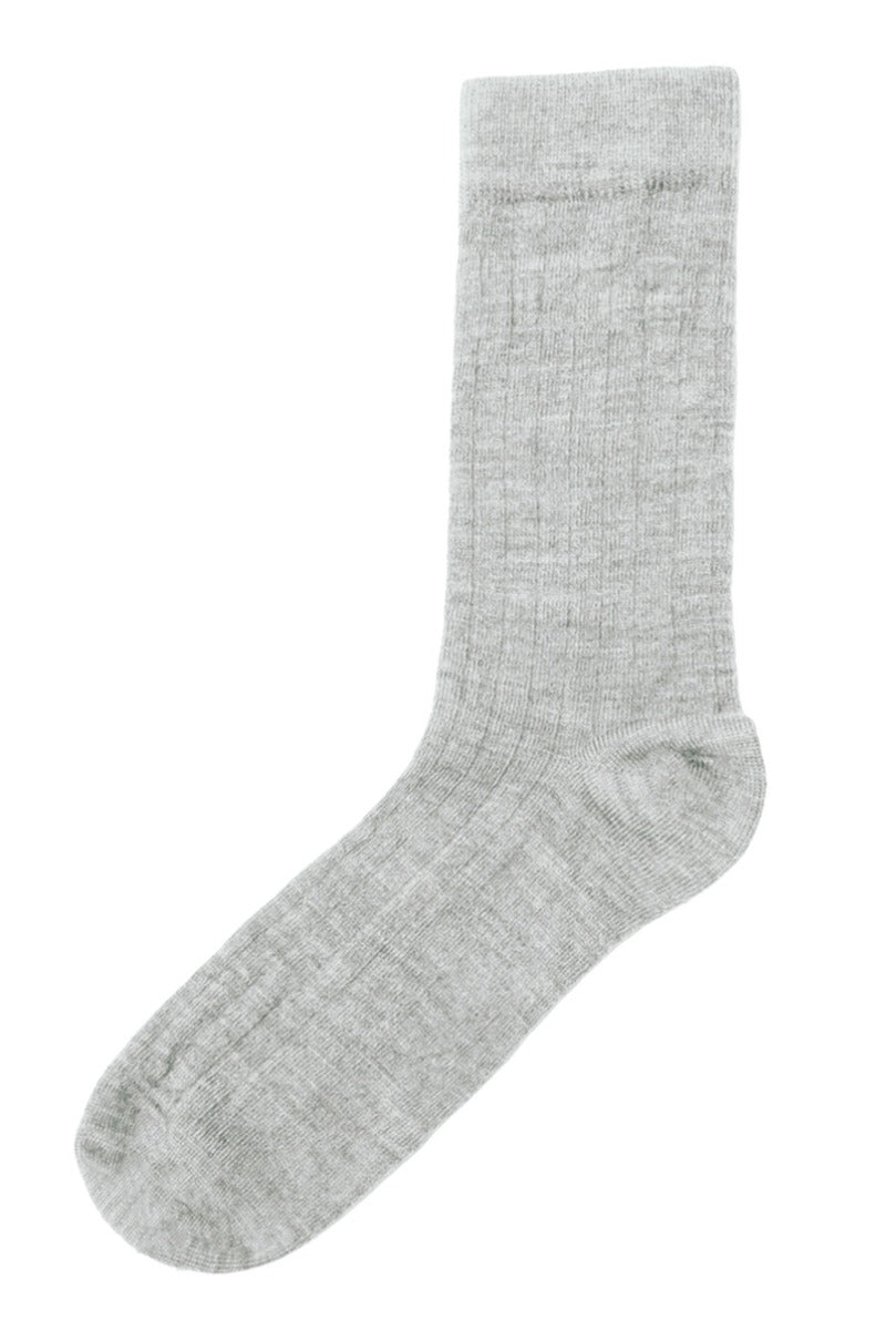 JOHA Wool Socks Thin Rib Grey