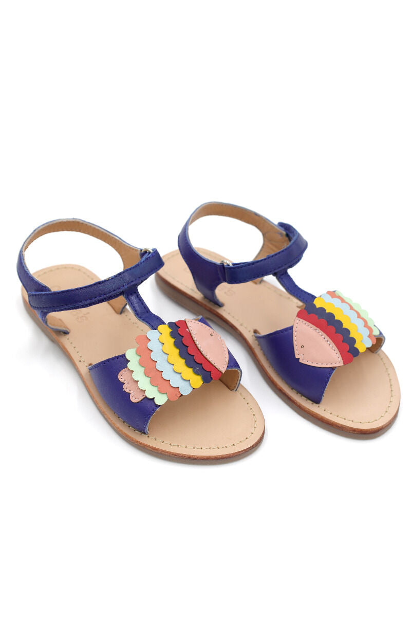 Danesun Leather Sandals Navy Blue FISH