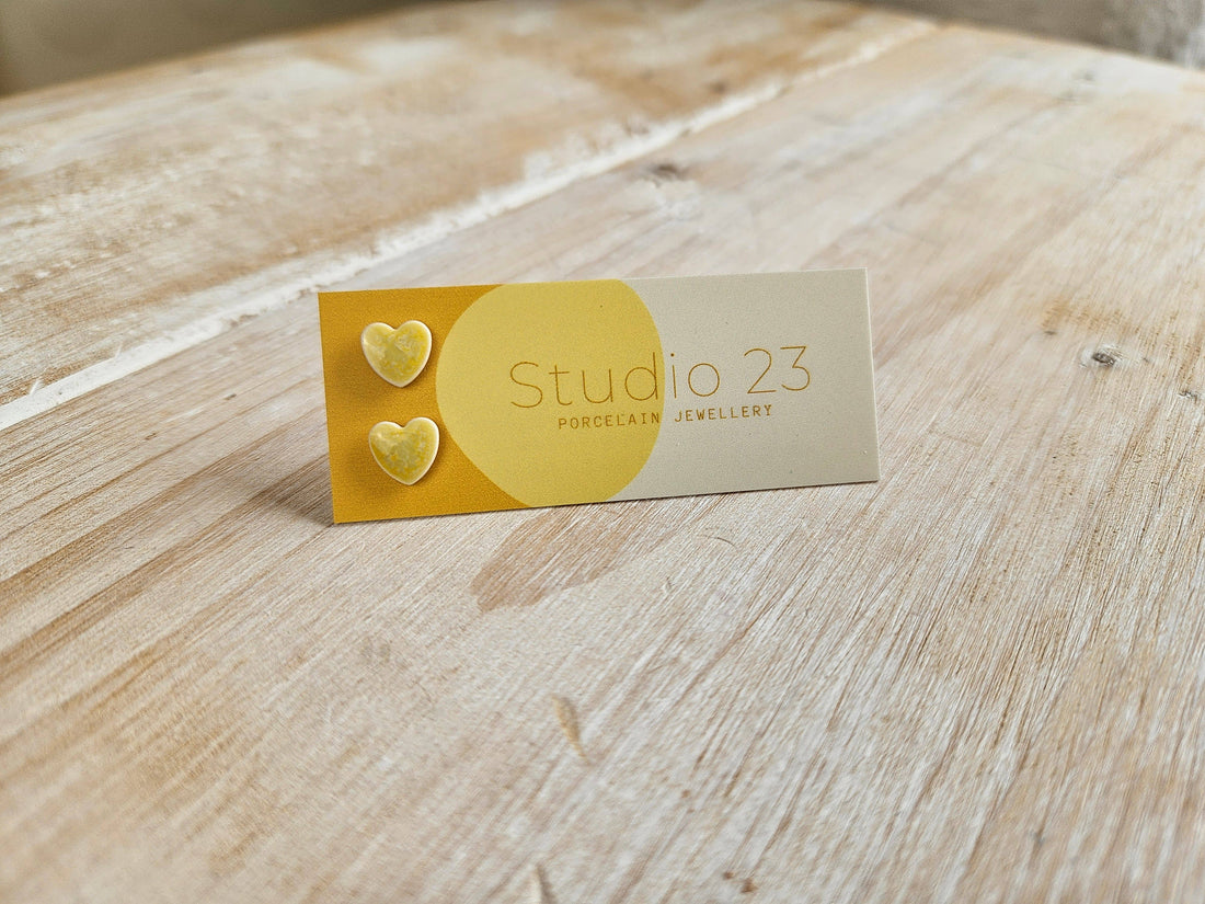 Herz-Ohrstecker-Paar Zitrone