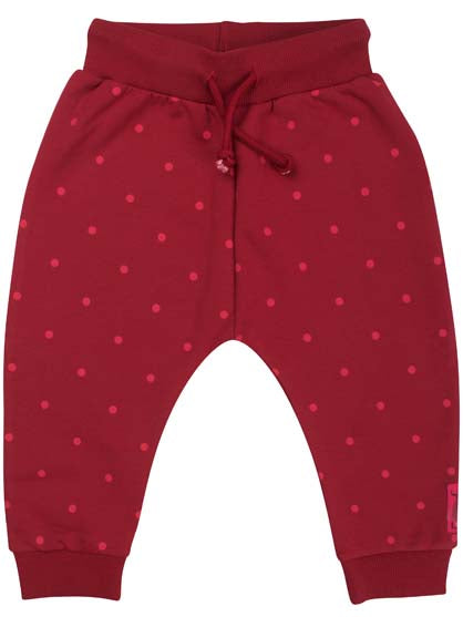 ORGANIC - Daneboeg Pants Dark Red/Love Pink FUN DOTS