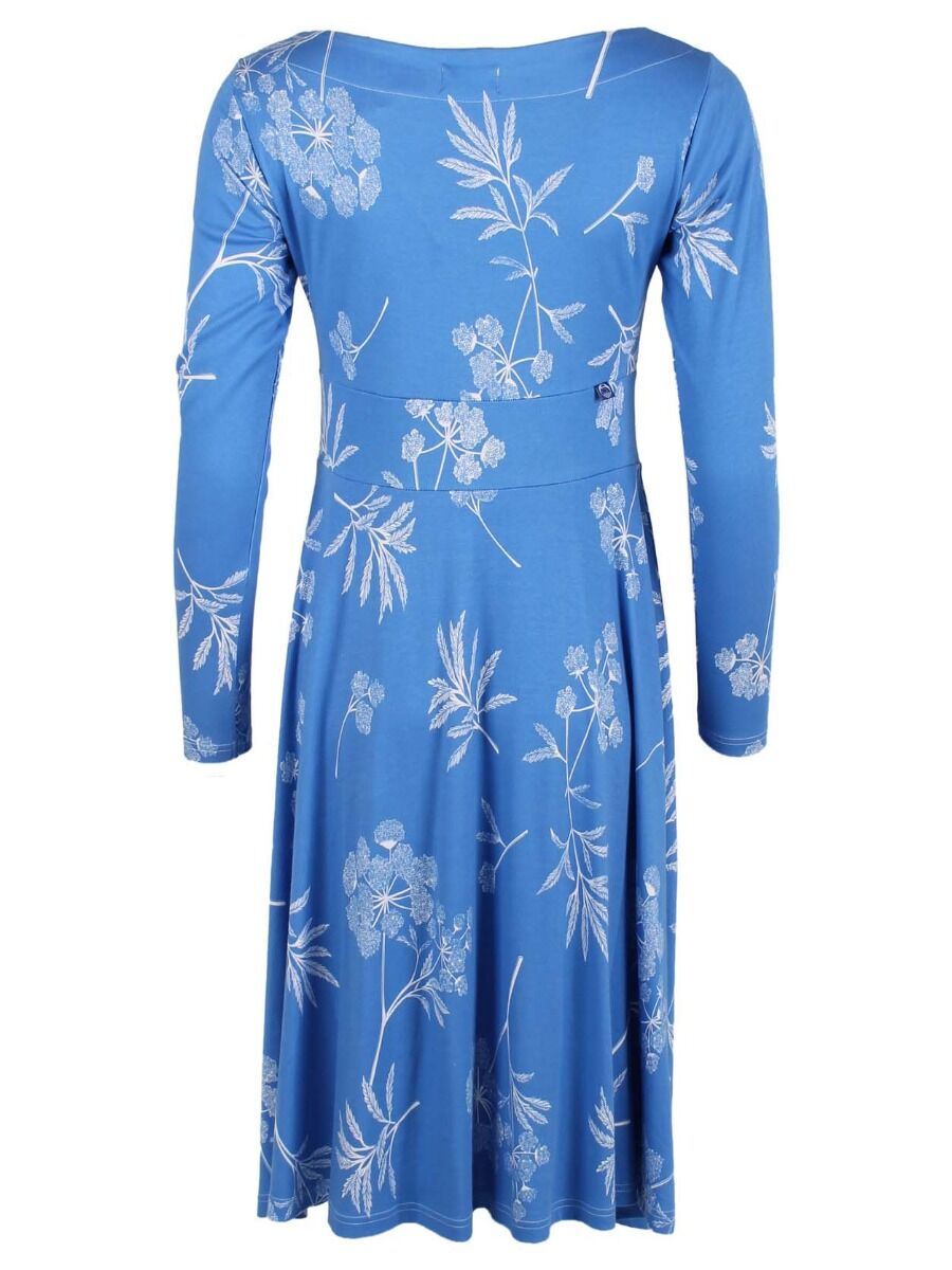 ORGANIC - Danesigrid Viscose Dress Blue/Offwhite HEMLOCK