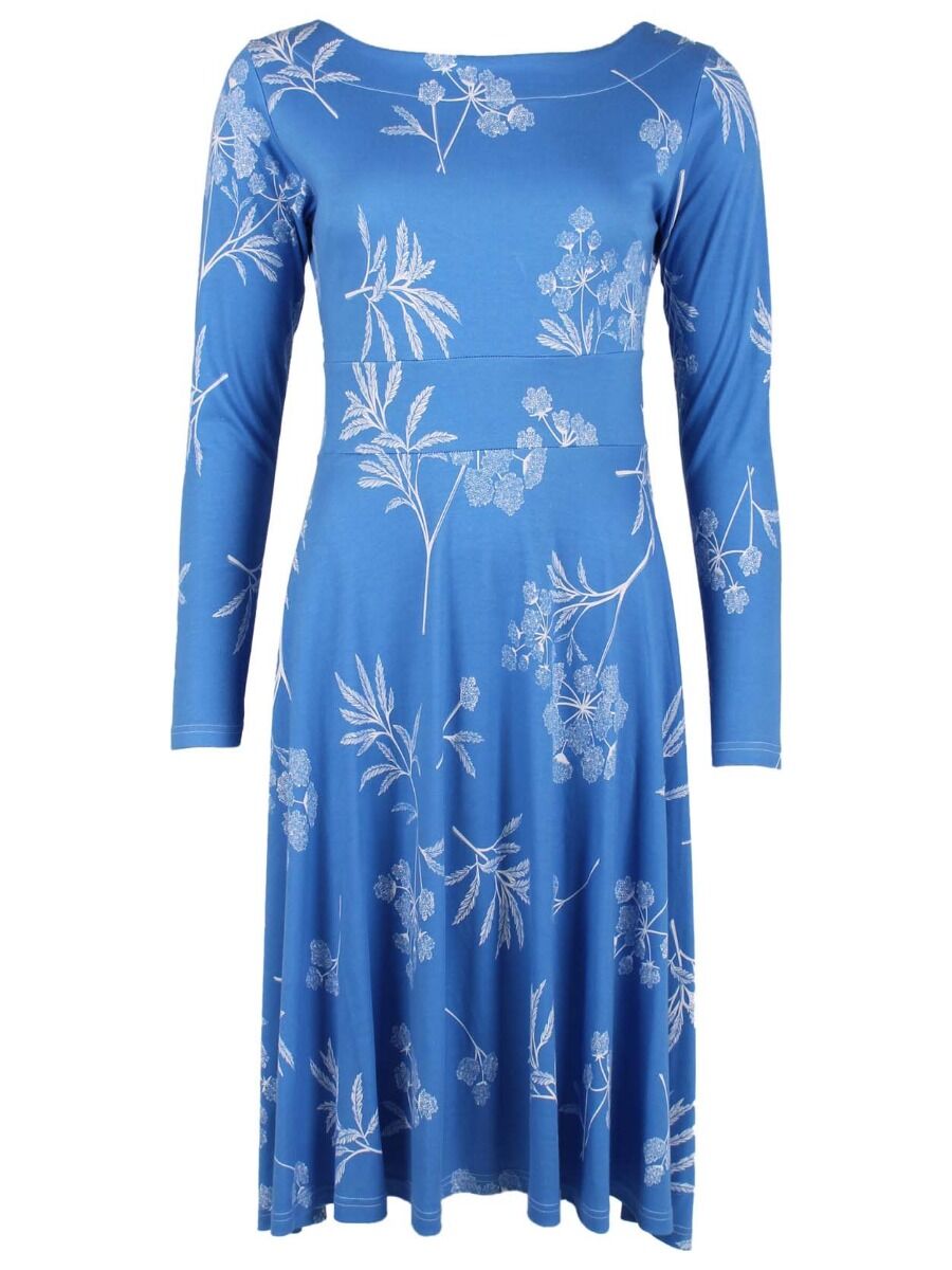 ORGANIC - Danesigrid Viscose Dress Blue/Offwhite HEMLOCK