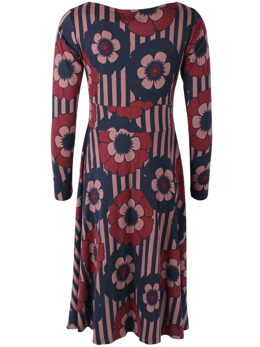 ORGANIC - Danesigrid Viscose Dress Beige Rose/Navy POWER FLOWERS