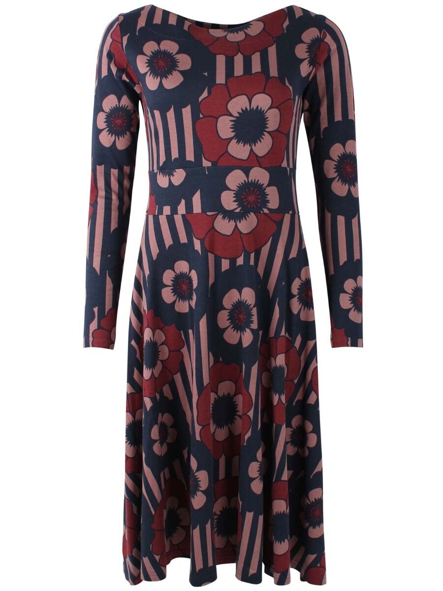 ORGANIC - Danesigrid Viscose Dress Beige Rose/Navy POWER FLOWERS
