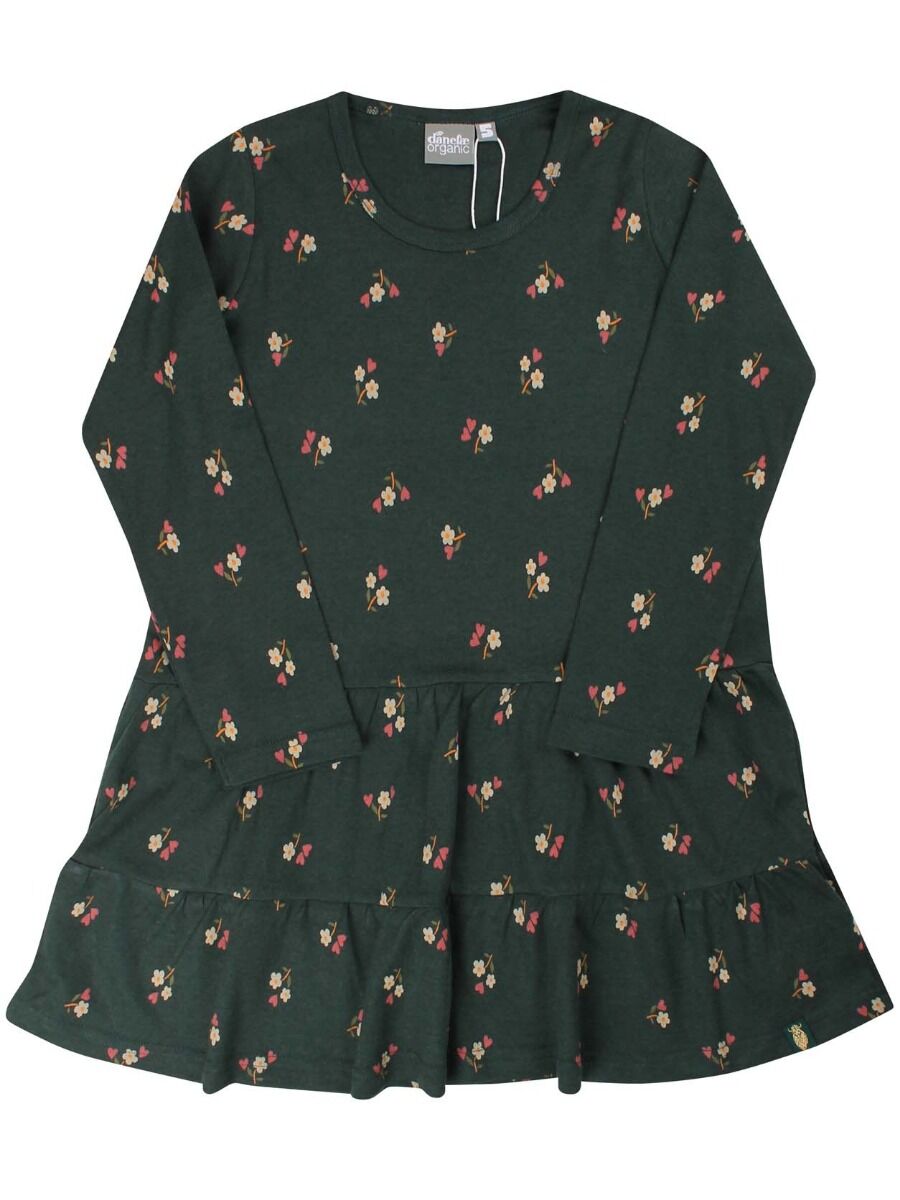 Organic - Danemiva Dress Black Green MINIFLOWER
