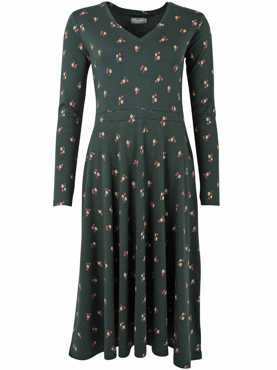 ORGANIC - Danandreasen Dress Black green MINIFLOWER