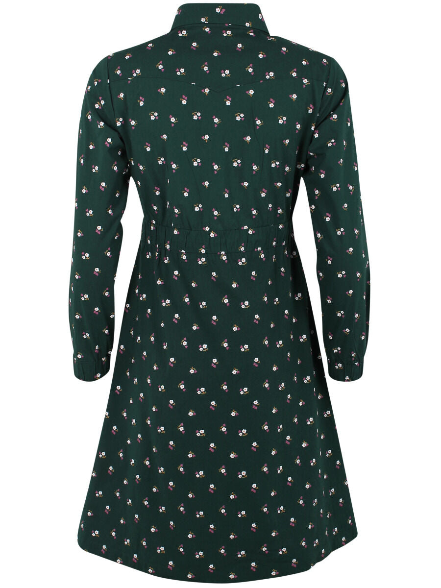 Daneditte Poplin Dress Deep Forest MINIFLOWER