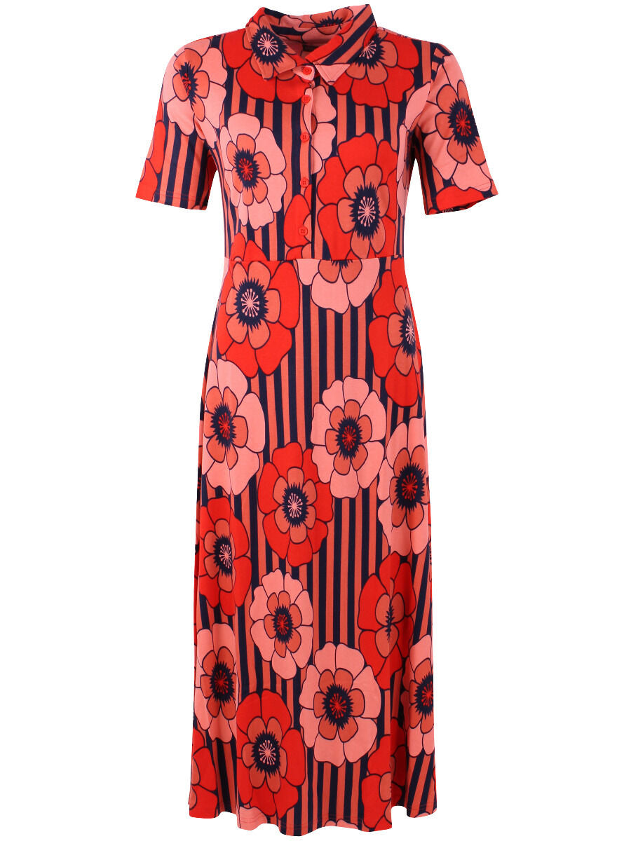 ORGANIC - Danehettie Interlock Dress Bright Red POWER FLOWER