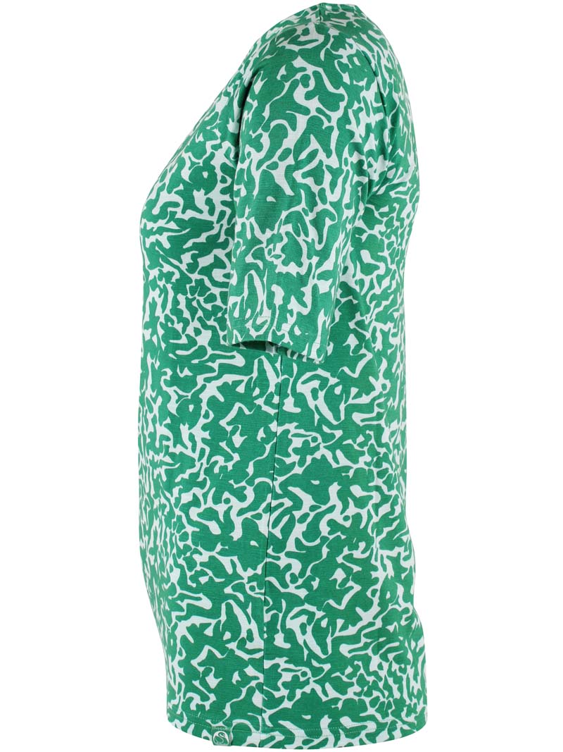 ORGANIC - Daneboat Neck Modal Slub Tee Grass Green/Chalk RIPPLES