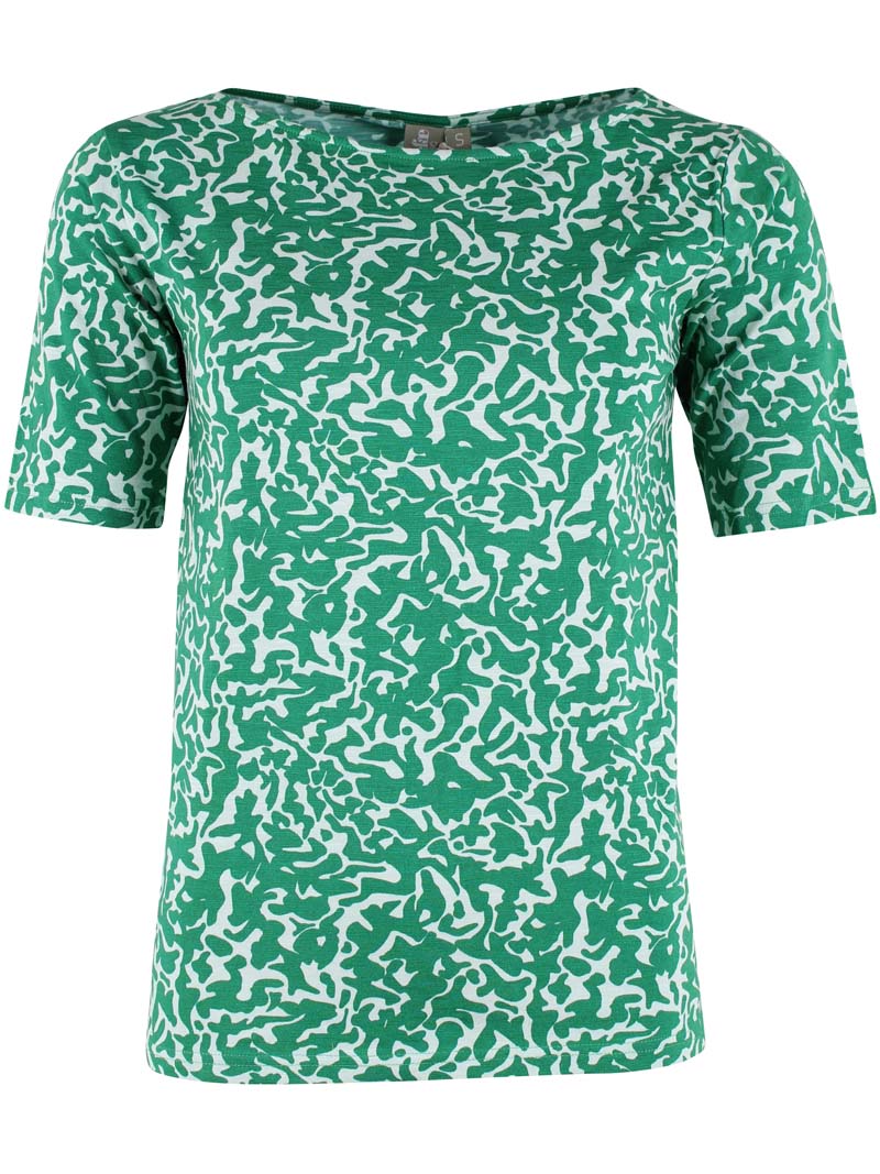 ORGANIC - Daneboat Neck Modal Slub Tee Grass Green/Chalk RIPPLES
